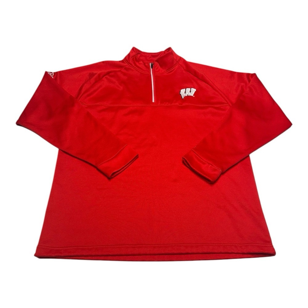 Champion Wisconsin Badgers Sweatshirt Men's Size L Red 1/4 Zip Pullover Sweater